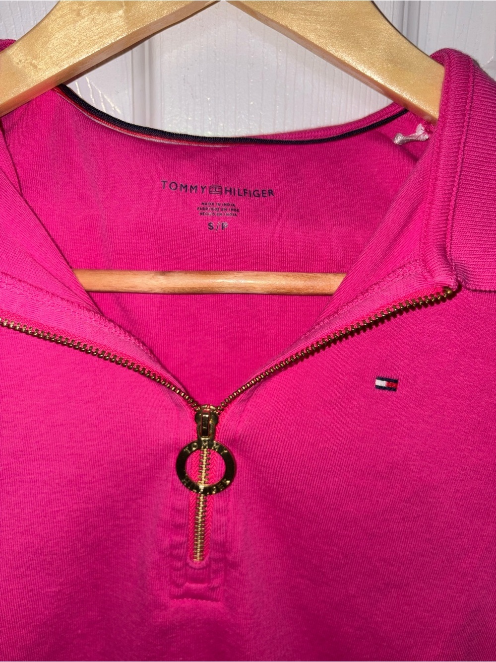 Tommy Hilfiger Pink Quarter Zip Polo Top Size Small - Picture 3 of 4